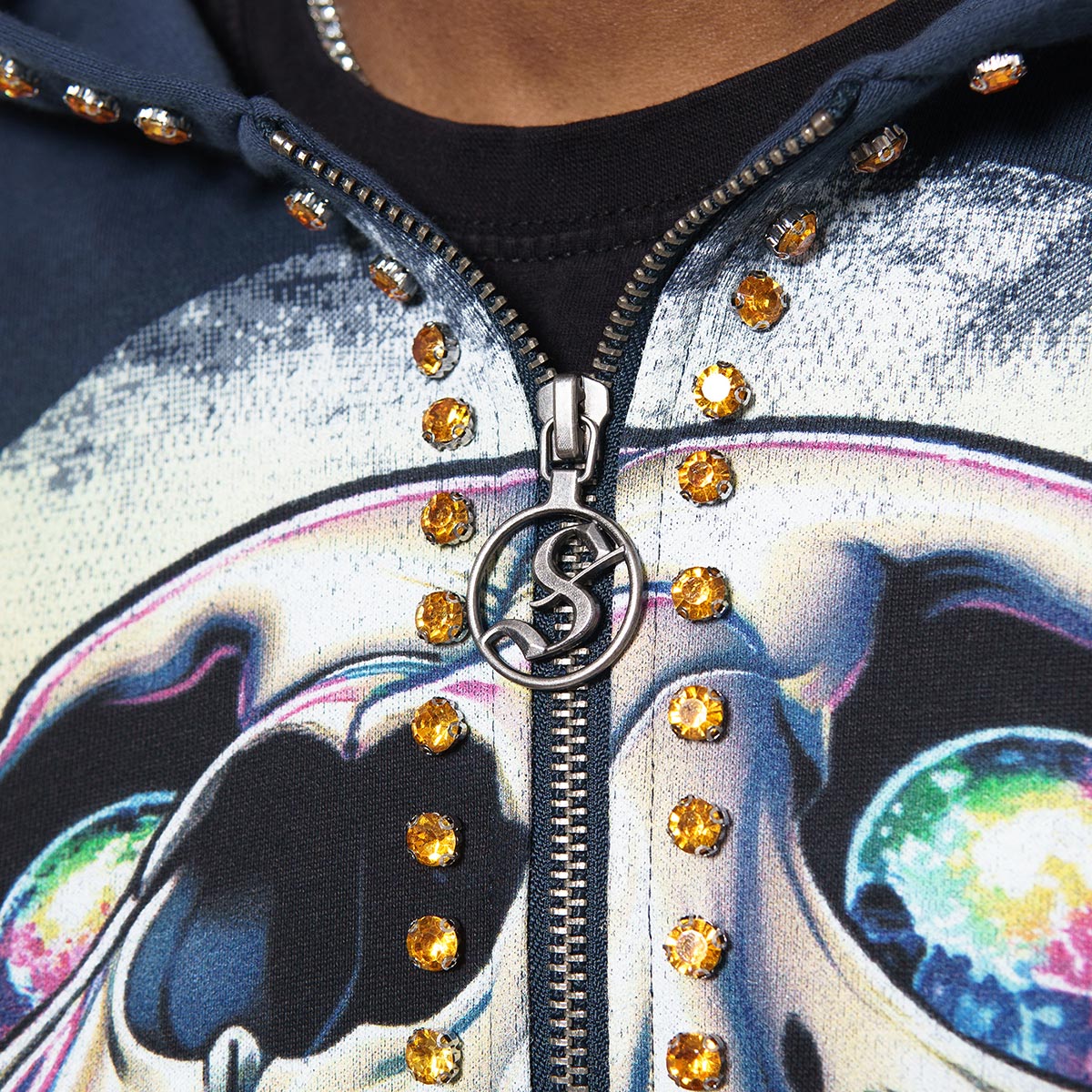 Vamp skull stray full-zip hoodie