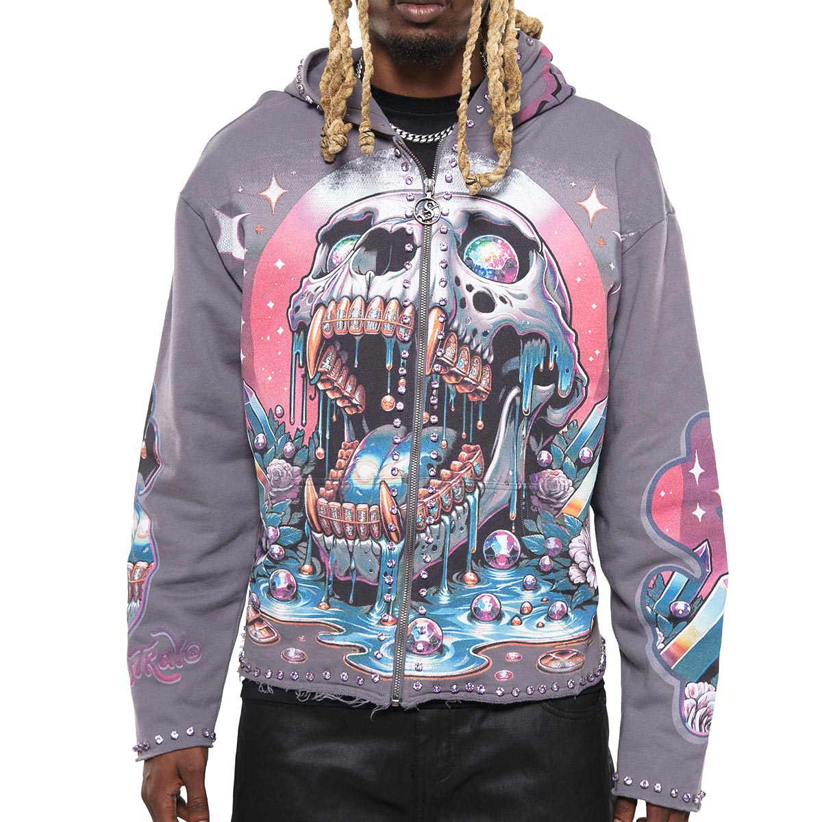 Vamp skull stray full-zip hoodie