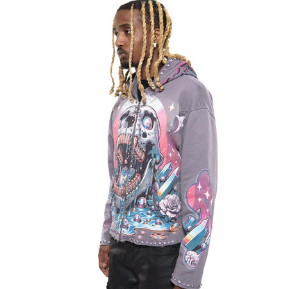 Vamp skull stray full-zip hoodie