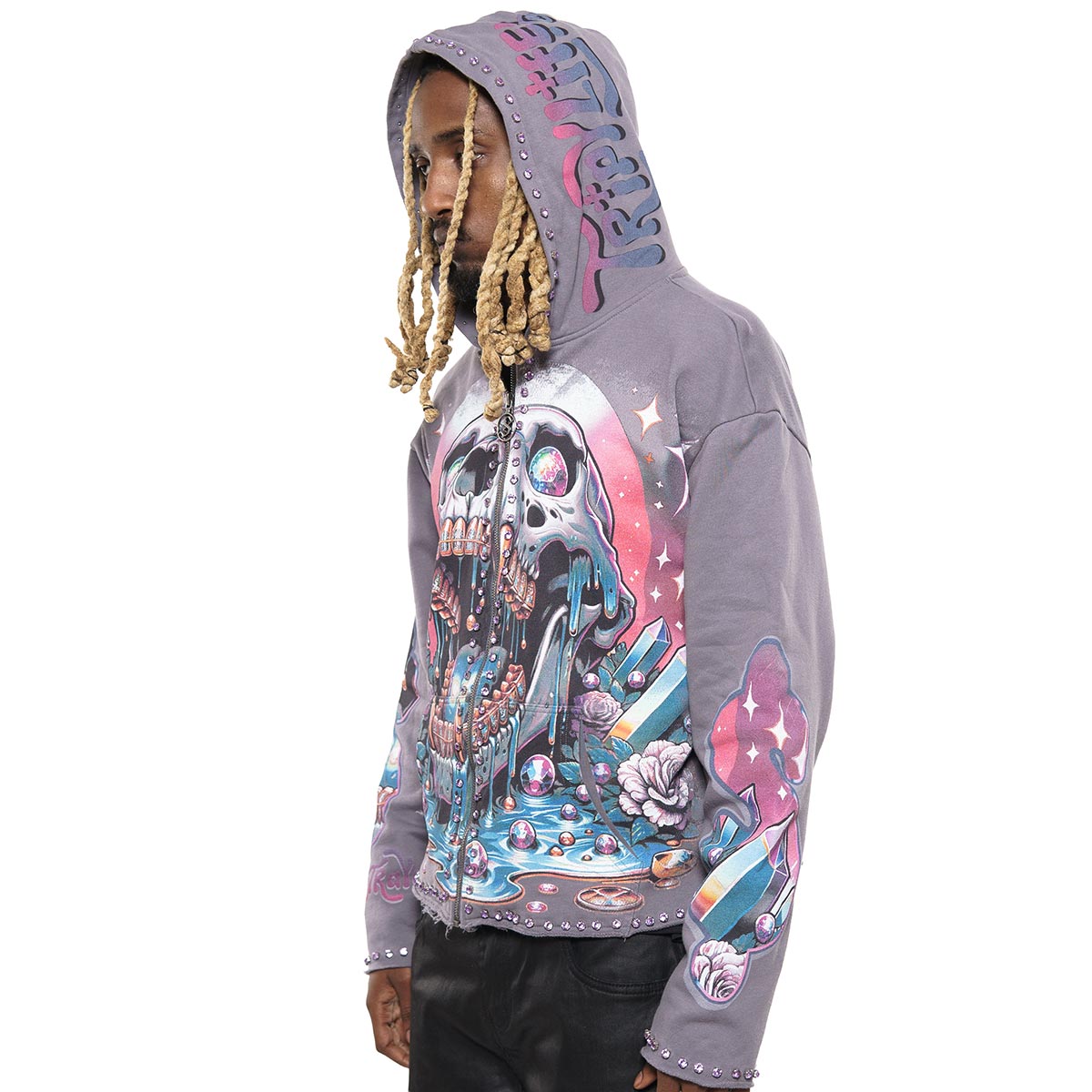 Vamp skull stray full-zip hoodie