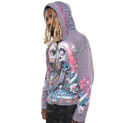 Vamp skull stray full-zip hoodie