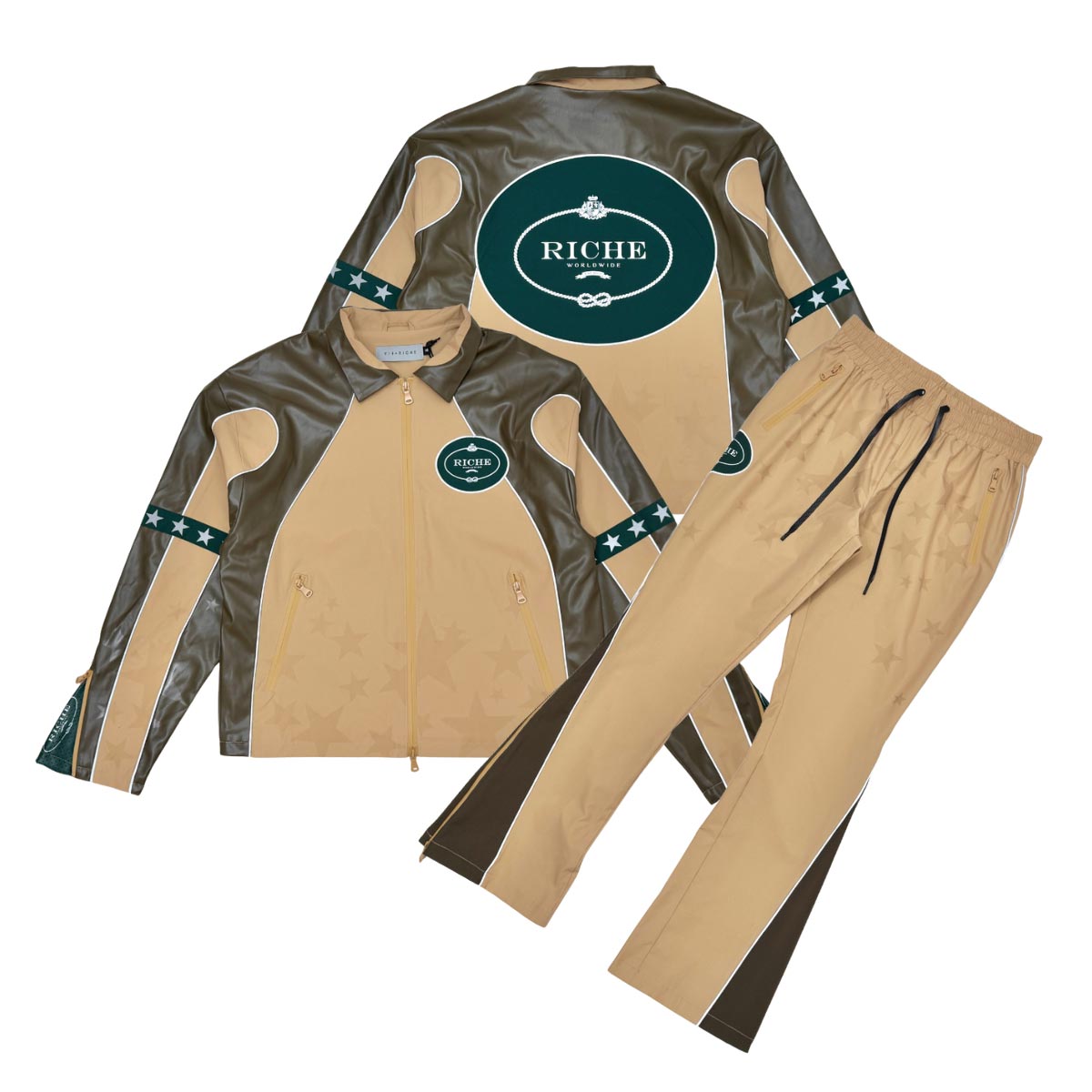 Star studded nylon jacket set