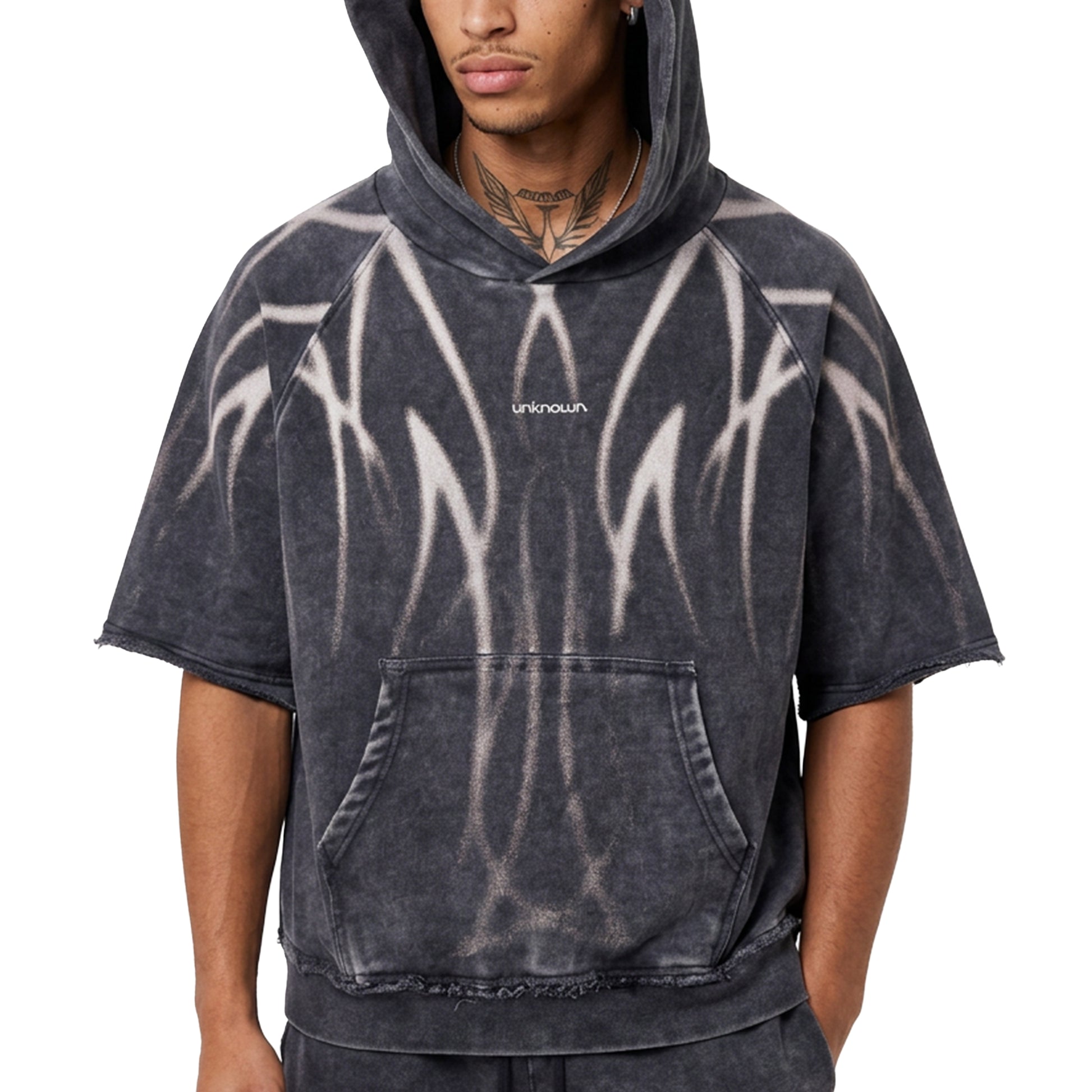 Short sleeve printed hoodie by Unknown - 1 | Vie+Riche