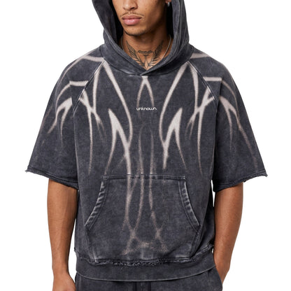 Short sleeve printed hoodie