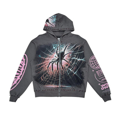 Stray spider full-zip hoodie