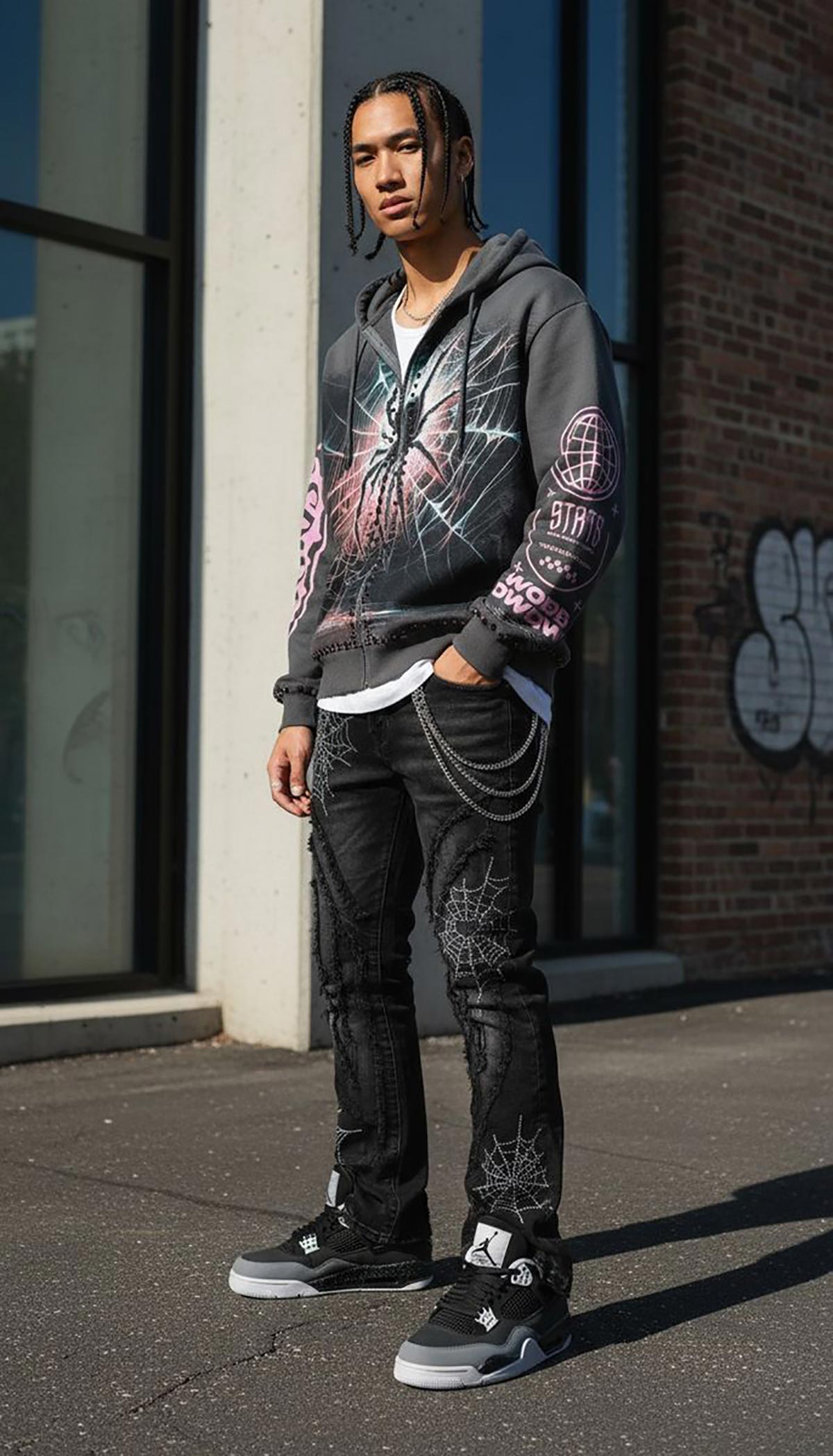 Stray spider full-zip hoodie