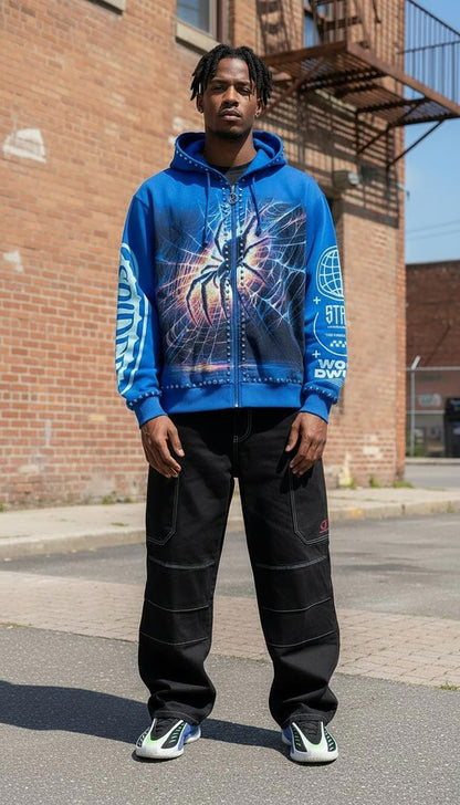 Stray spider full-zip hoodie