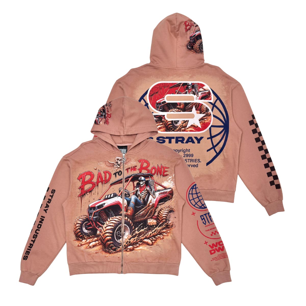 Stray bad to the bone full-zip hoodie