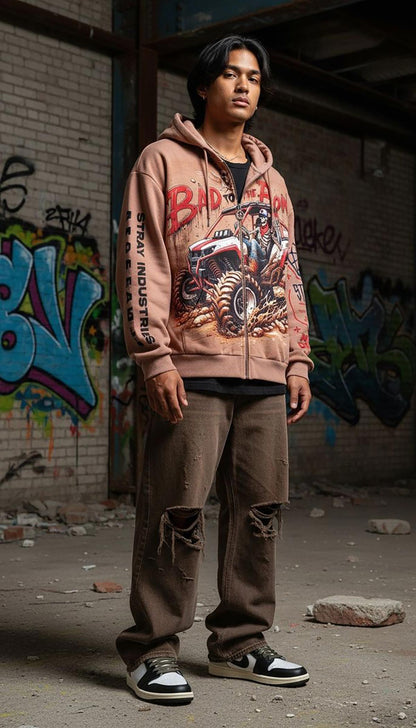 Stray bad to the bone full-zip hoodie