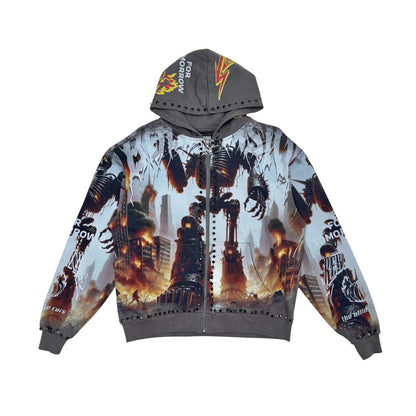 Stray robot attack full-zip hoodie