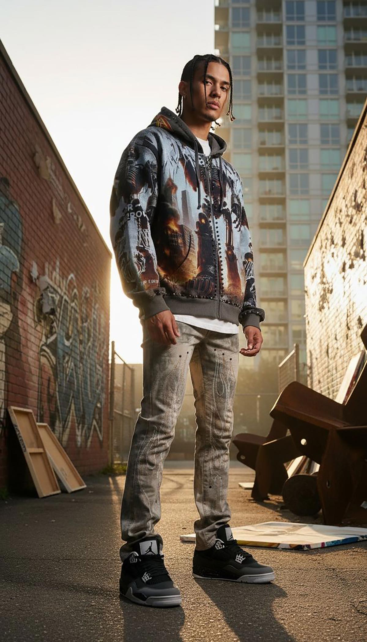 Stray robot attack full-zip hoodie