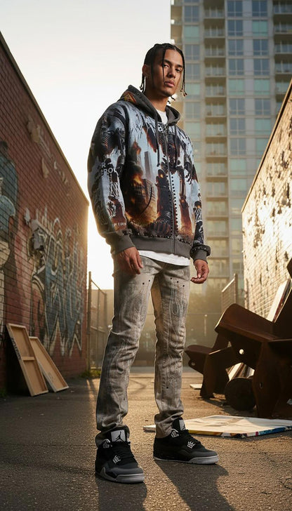 Stray robot attack full-zip hoodie