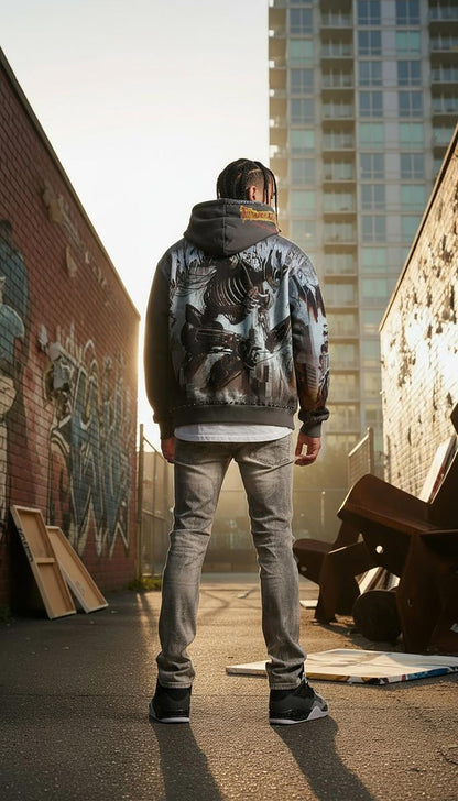 Stray robot attack full-zip hoodie
