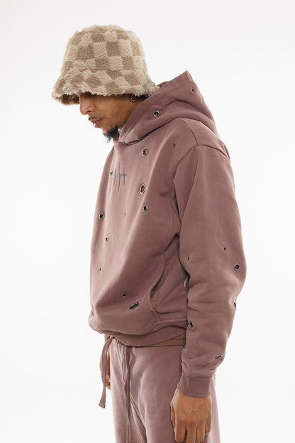 Unknown Garment-dyed, heavyweight cotton fleece cropped pullover hoodie