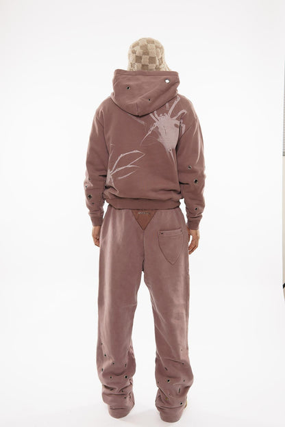 Unknown Garment-dyed, heavyweight cotton fleece cropped pullover hoodie