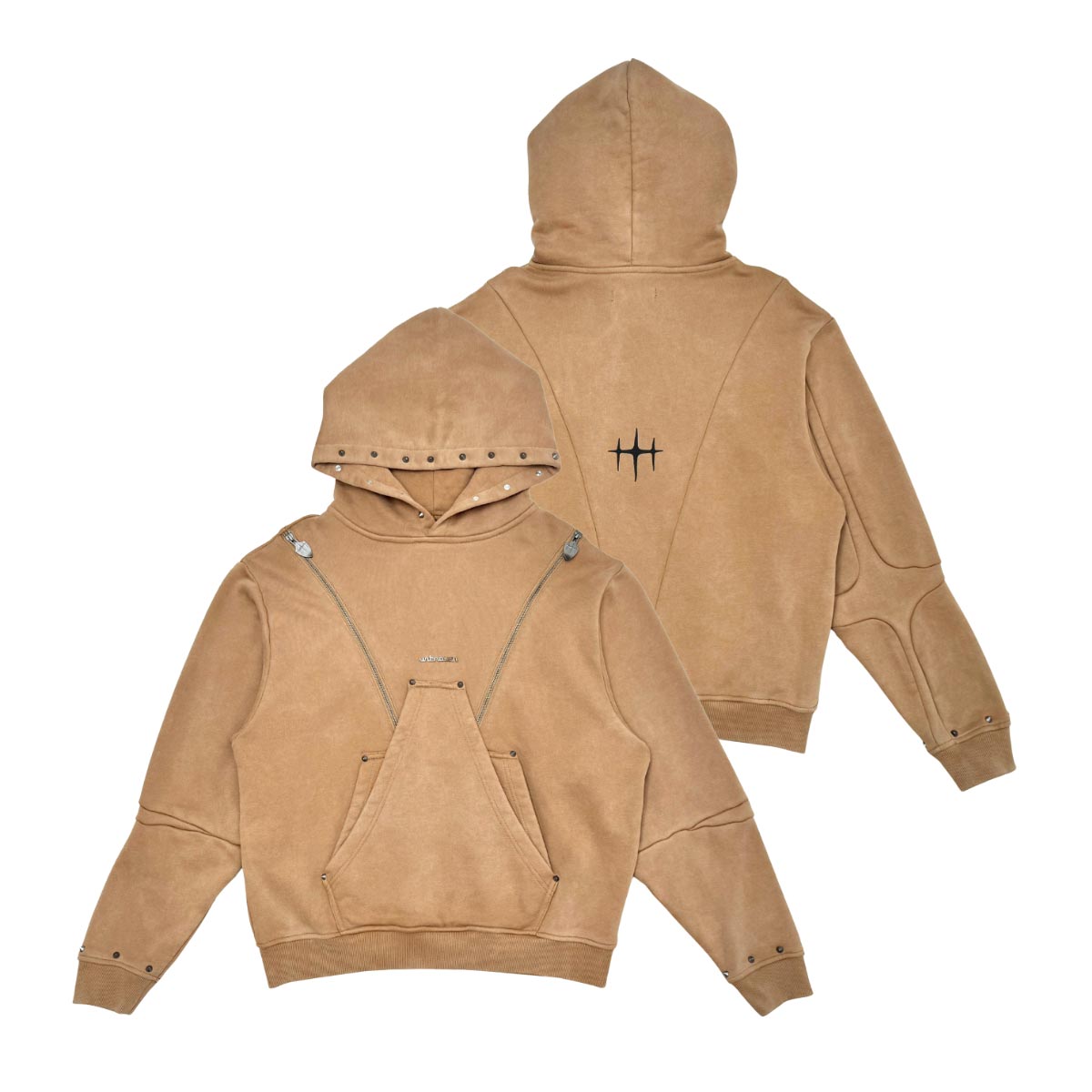 Unknown garment-dyed, heavyweight cotton fleece pullover hoodie