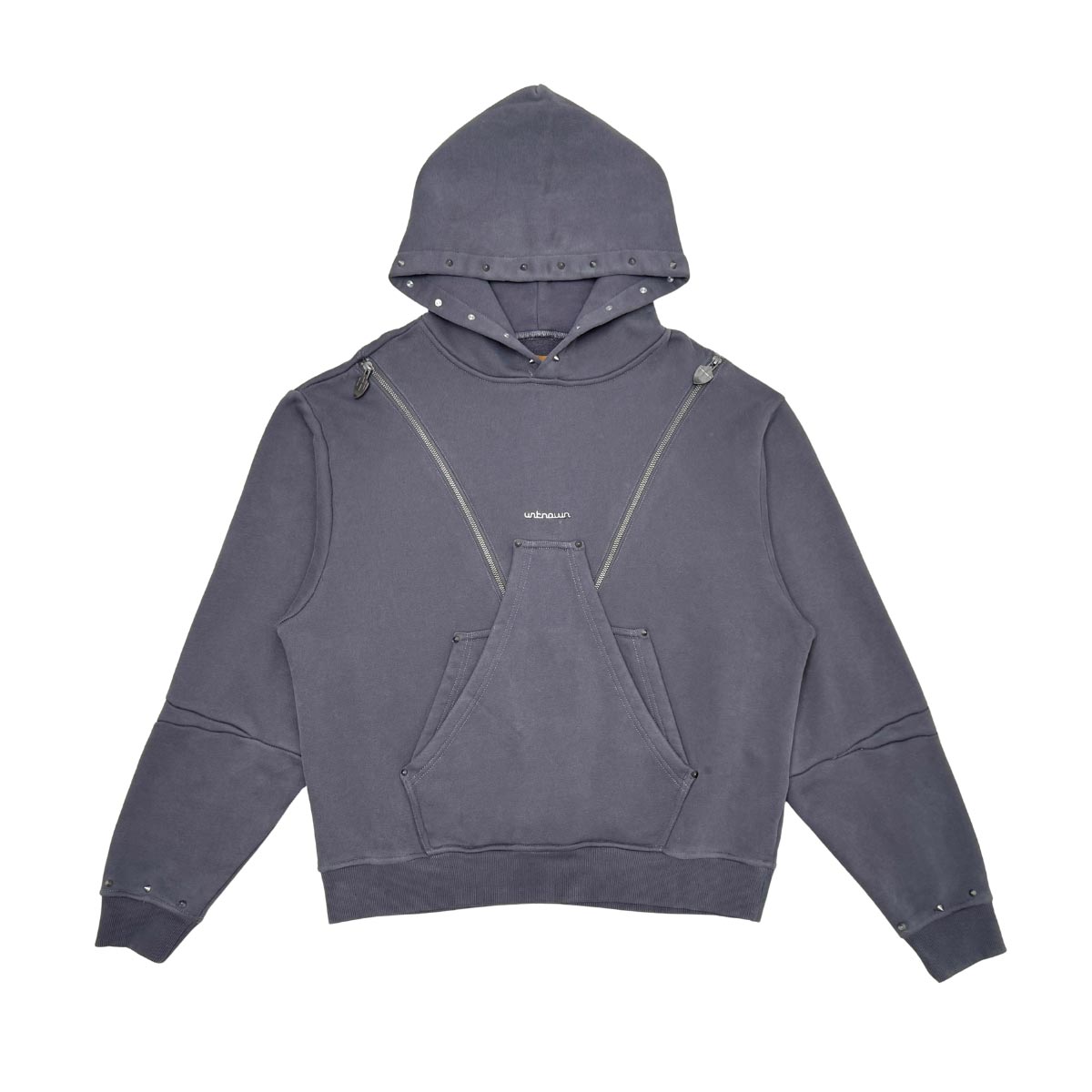 Unknown garment-dyed, heavyweight cotton fleece pullover hoodie