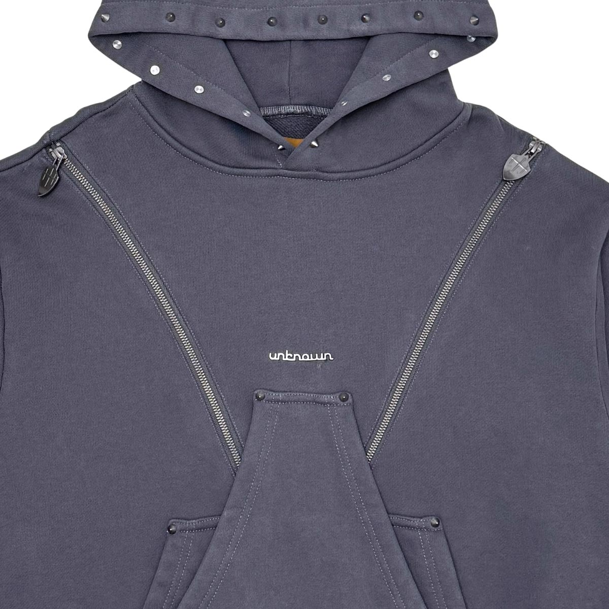 Unknown garment-dyed, heavyweight cotton fleece pullover hoodie