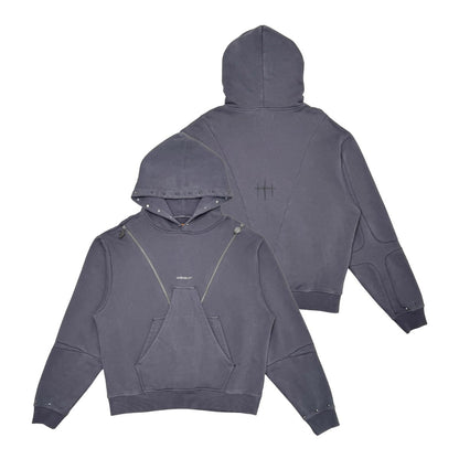 Unknown garment-dyed, heavyweight cotton fleece pullover hoodie