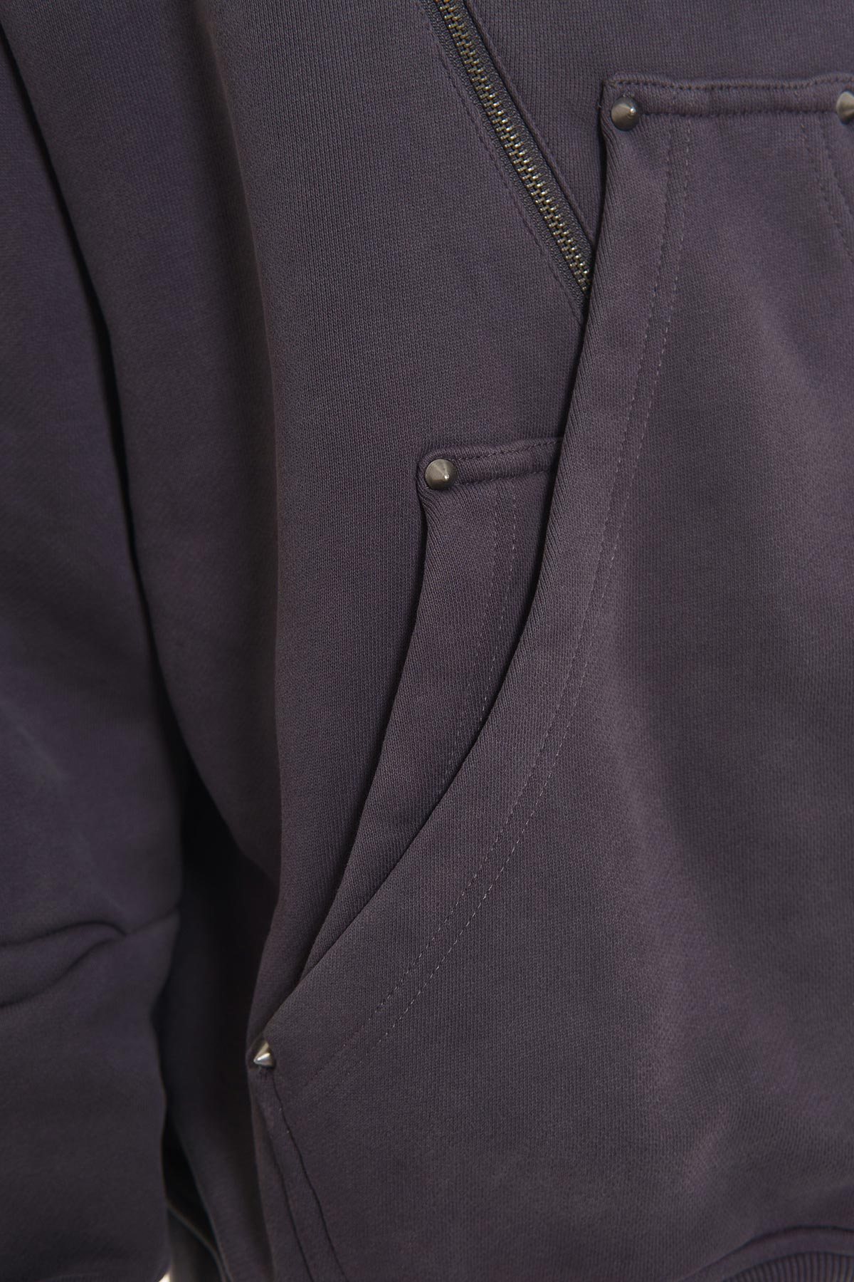 Unknown garment-dyed, heavyweight cotton fleece pullover hoodie