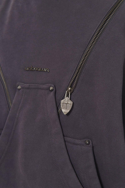 Unknown garment-dyed, heavyweight cotton fleece pullover hoodie