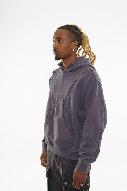 Unknown garment-dyed, heavyweight cotton fleece pullover hoodie