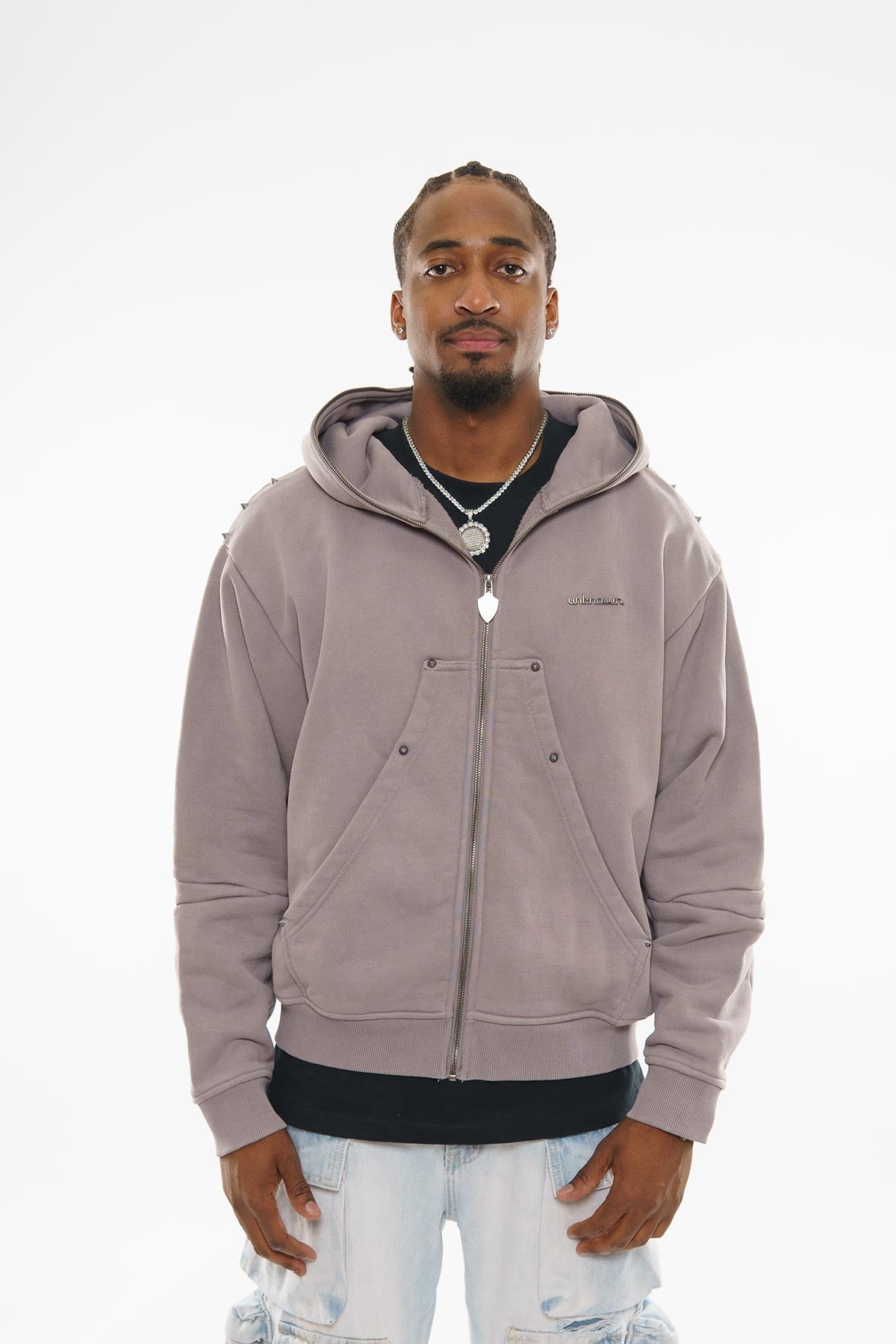 Unknown garment dyed full-zip hoodie