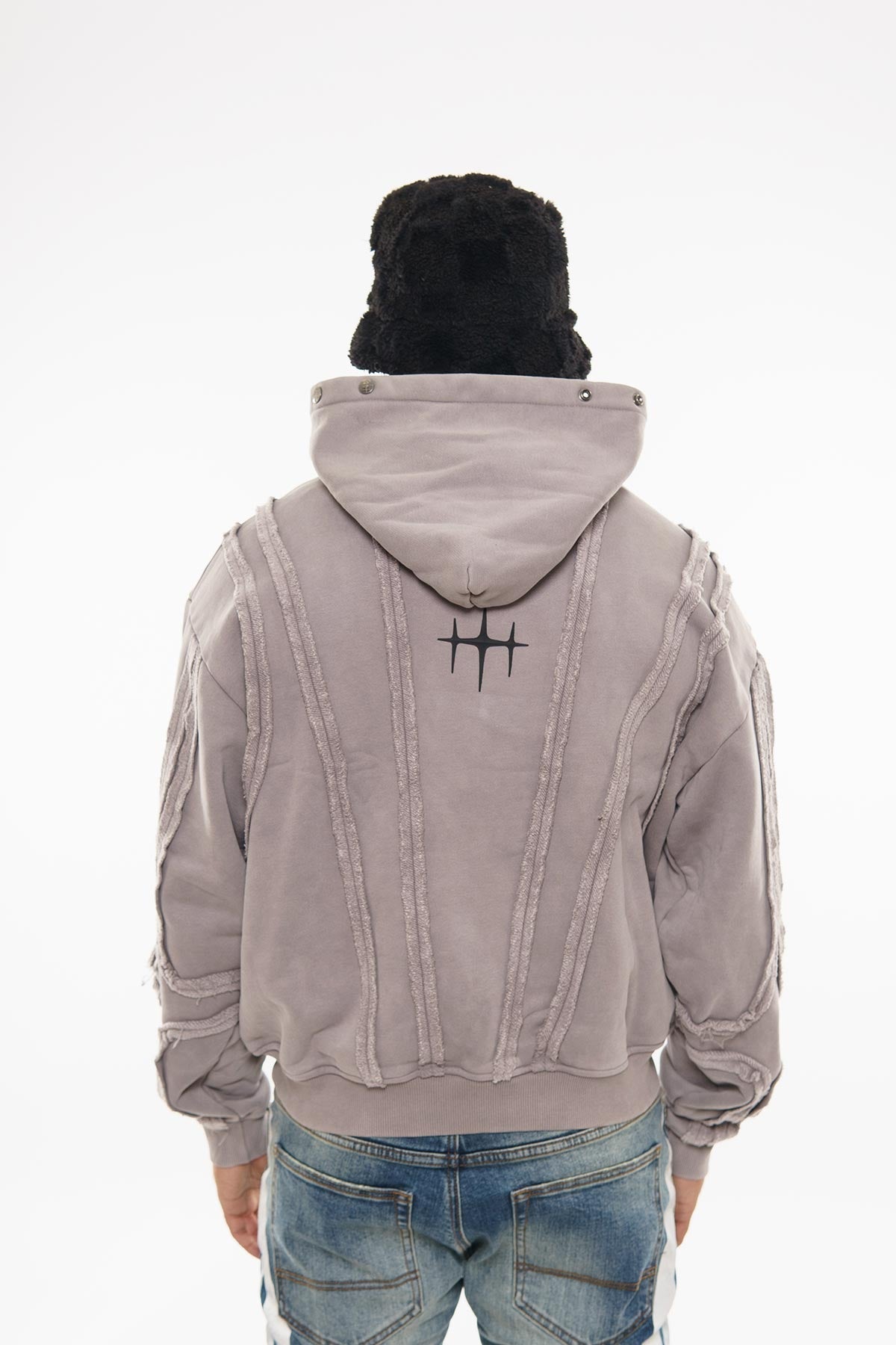 Unknown garment dyed cotton fleece pullover hoodie