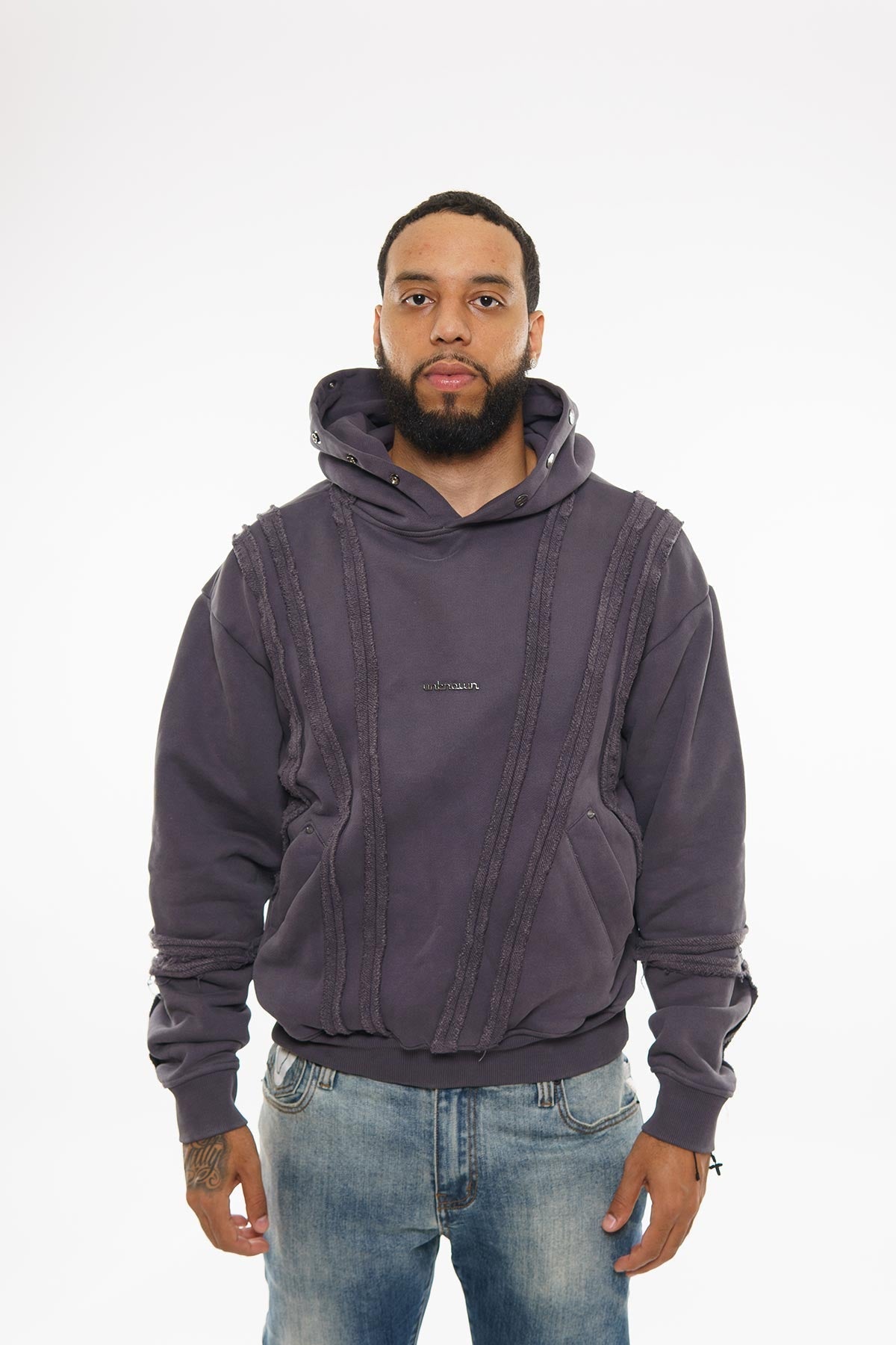 Unknown garment dyed cotton fleece pullover hoodie