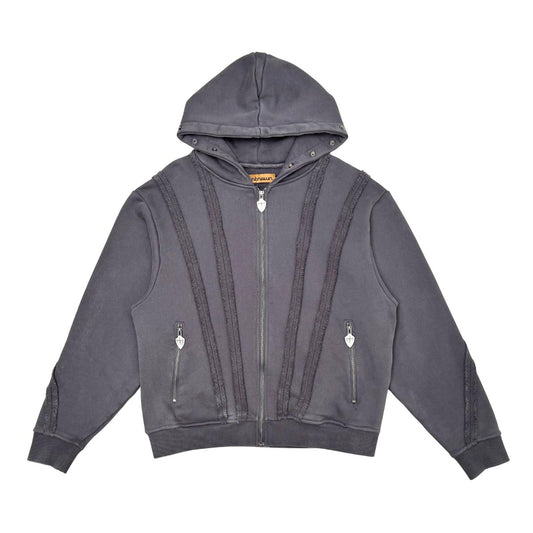 Unknown washed effect full-zip hoodie