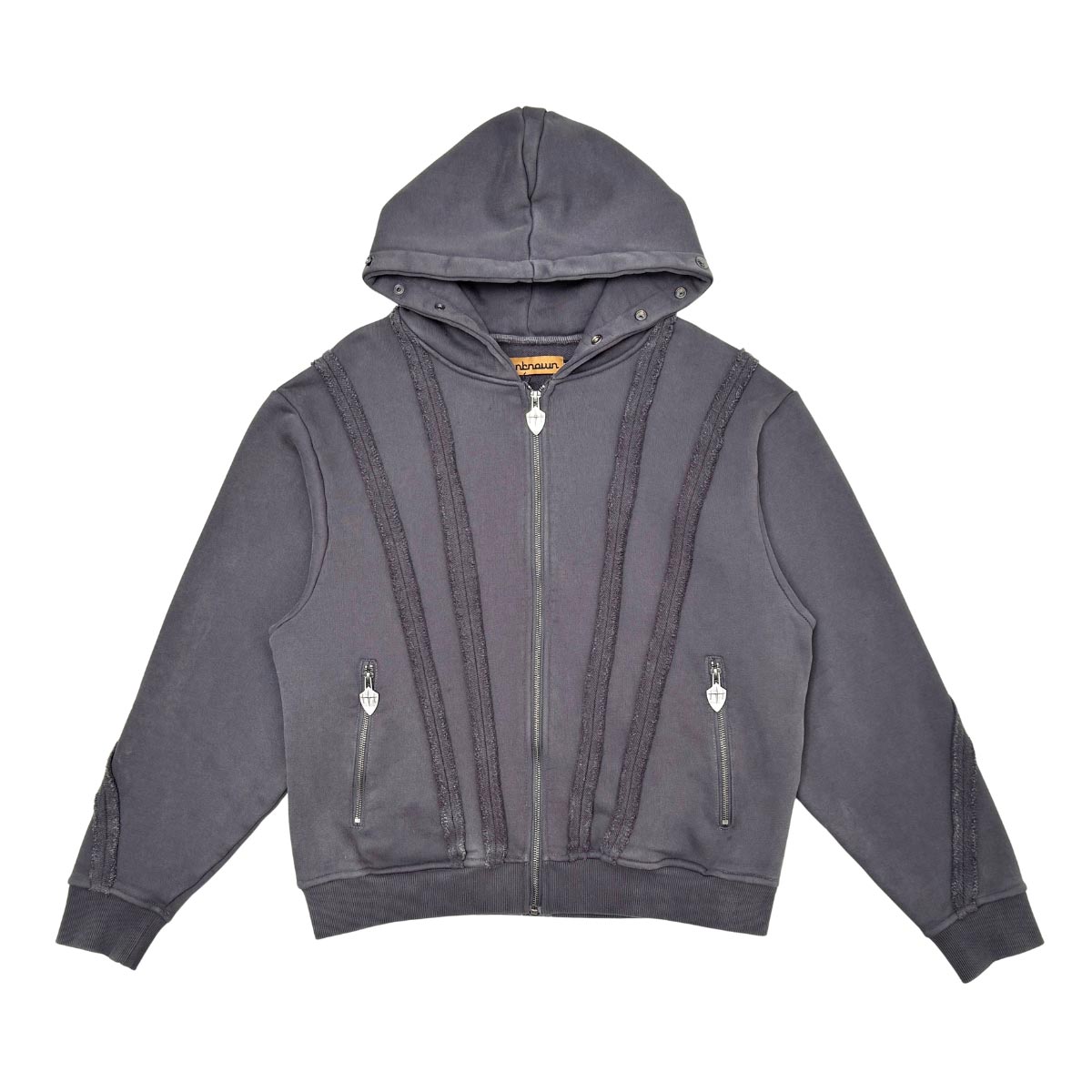 Unknown washed effect full-zip hoodie