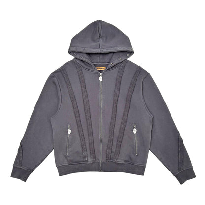 Unknown washed effect full-zip hoodie