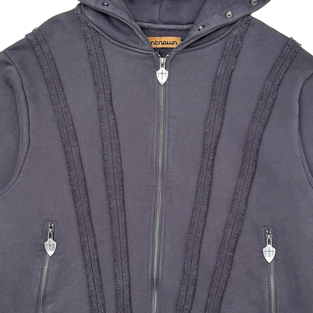 Unknown washed effect full-zip hoodie