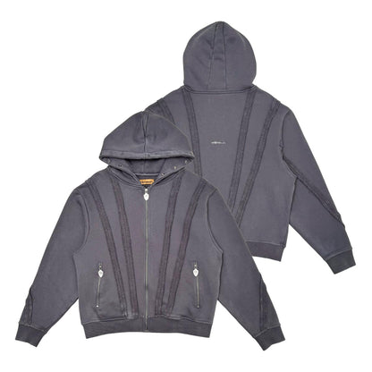 Unknown washed effect full-zip hoodie