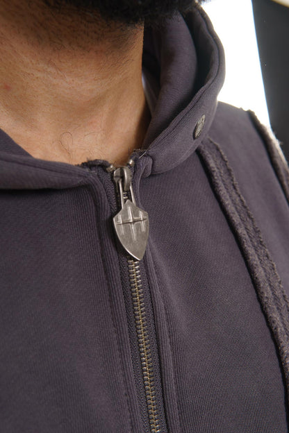 Unknown washed effect full-zip hoodie