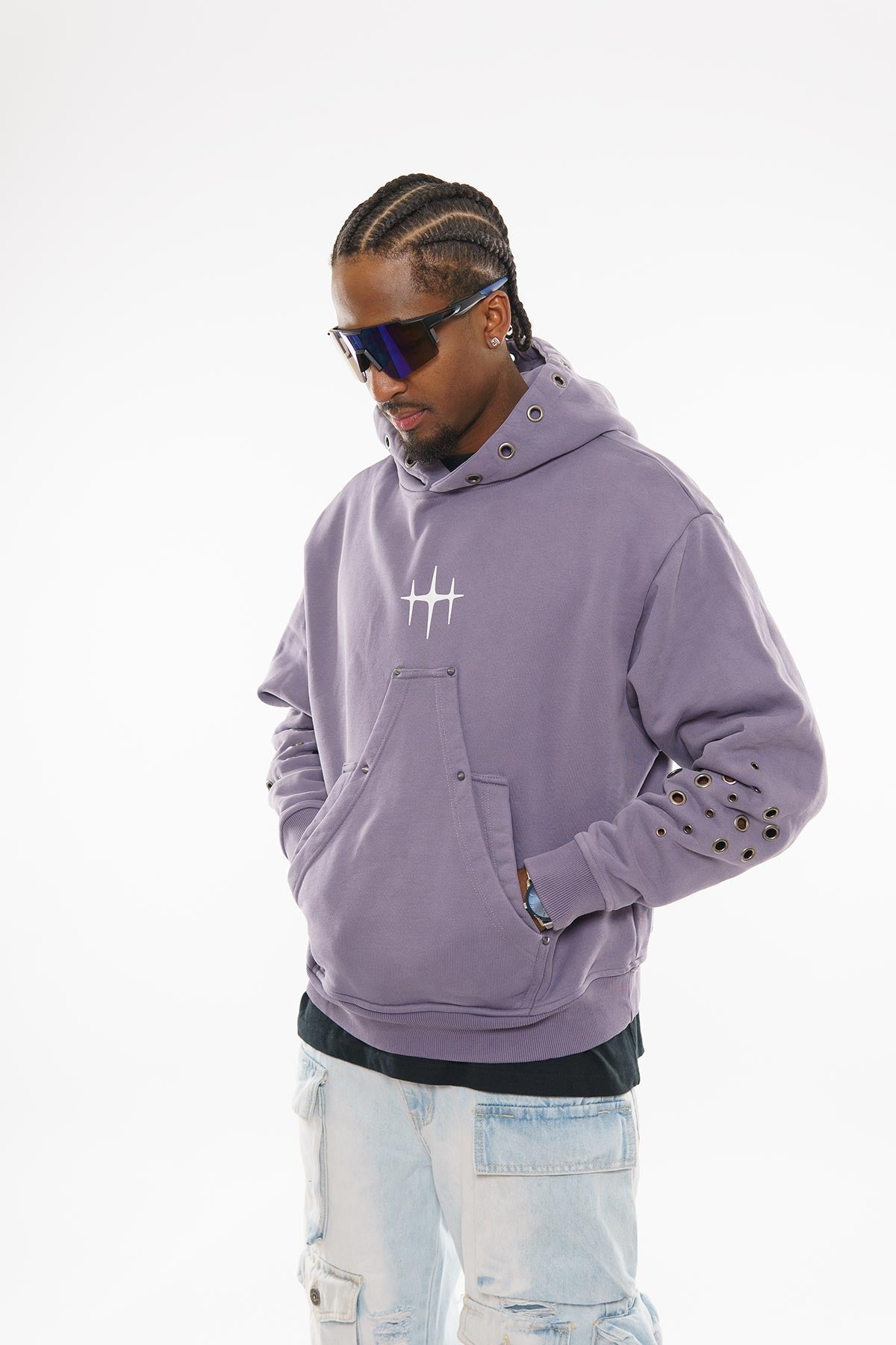 Unknown washed effect pullover hoodie
