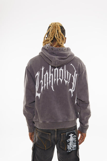 Unknown washed effect pullover hoodie