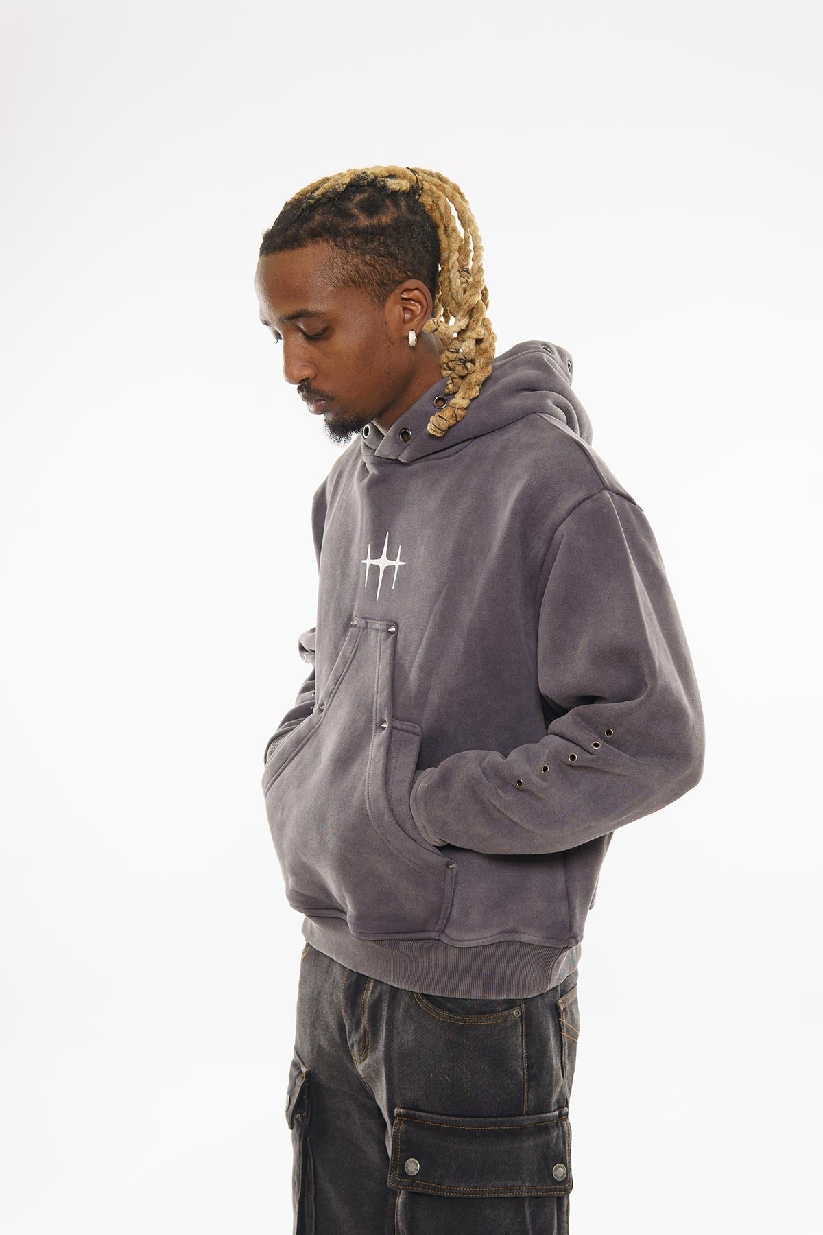 Unknown washed effect pullover hoodie