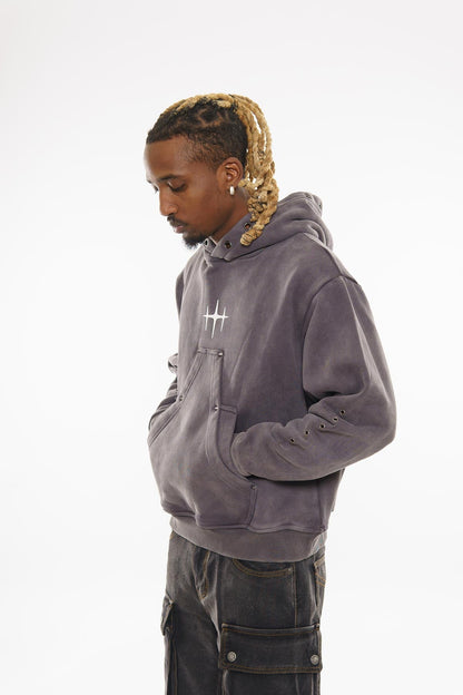 Unknown washed effect pullover hoodie