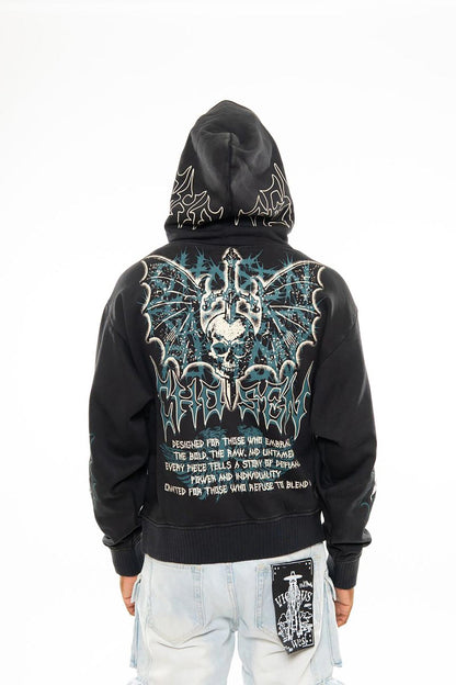 Sword in skull oversized pull-over hoodie