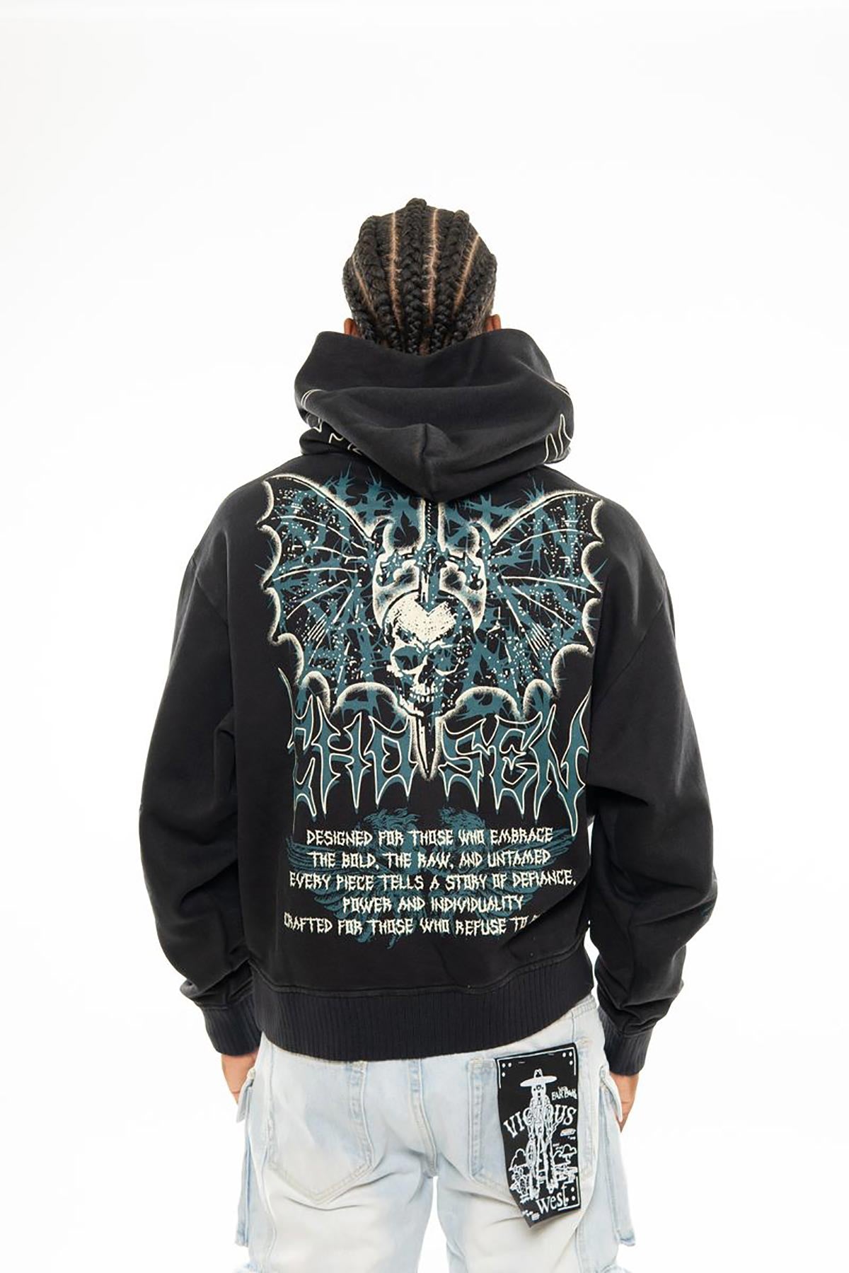 Sword in skull oversized pull-over hoodie