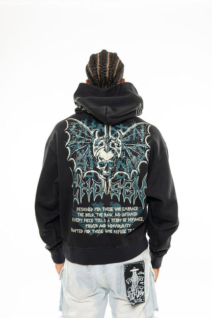 Sword in skull oversized pull-over hoodie