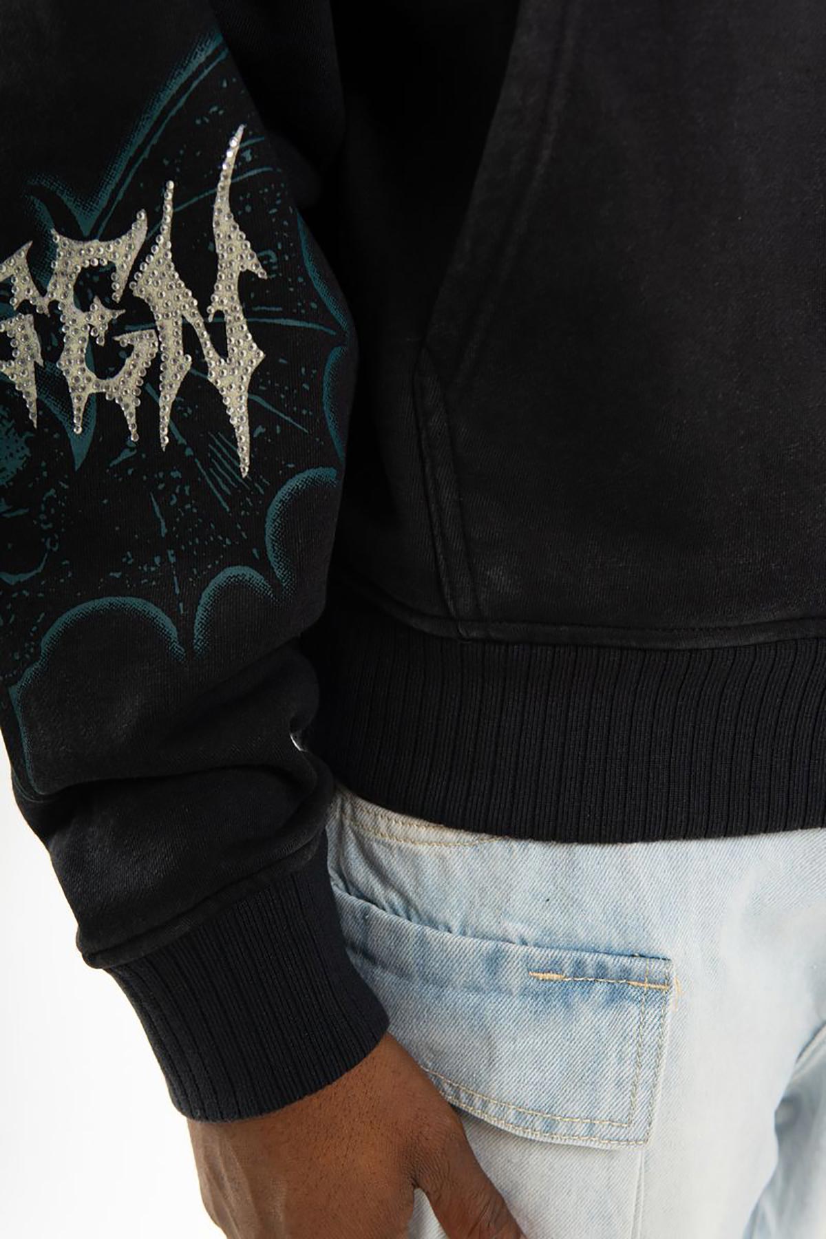 Sword in skull oversized pull-over hoodie