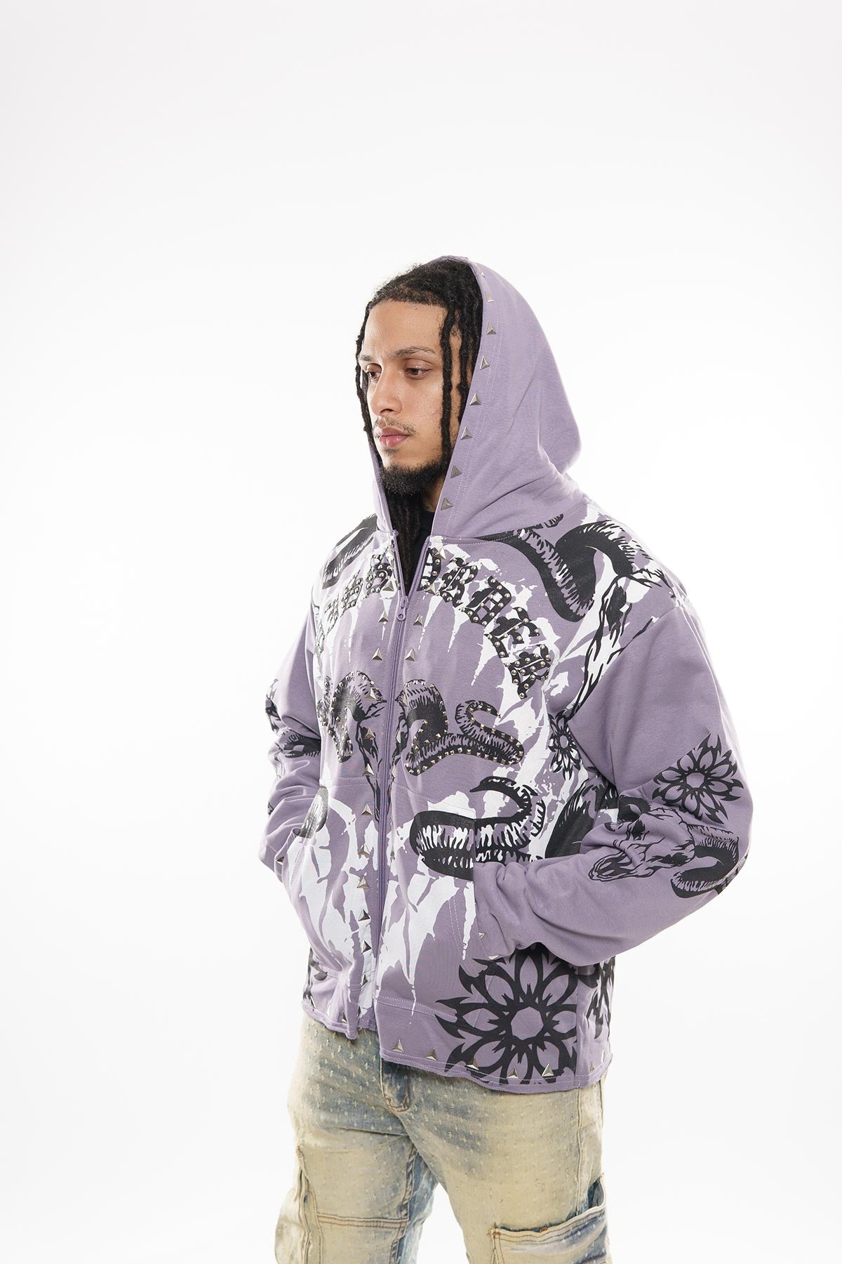 Diss the order skull zip up hoodie