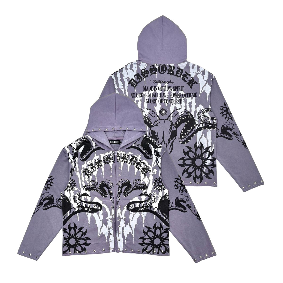 Diss the order skull zip up hoodie