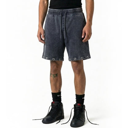 Drawstring printed washed shorts by Unknown - 6 | Vie+Riche