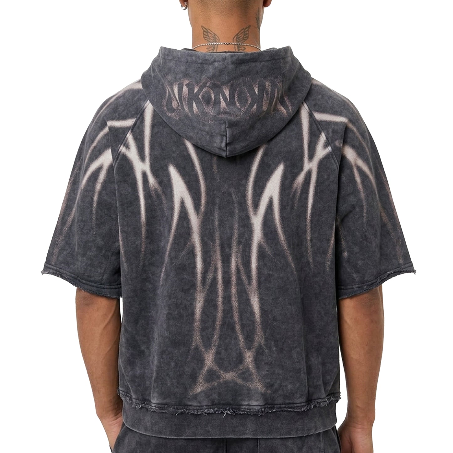 Short sleeve printed hoodie by Unknown - 2 | Vie+Riche