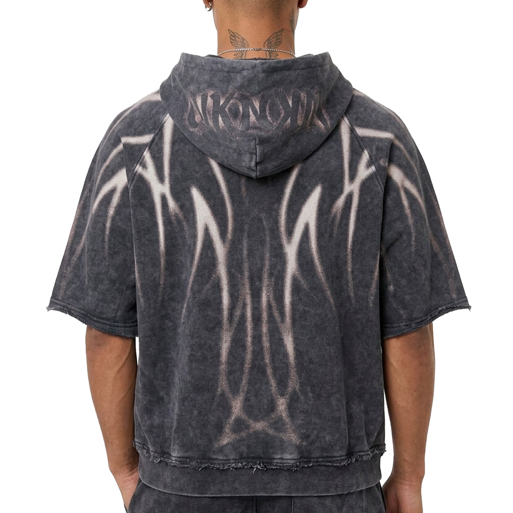 Short sleeve printed hoodie by Unknown - 2 | Vie+Riche