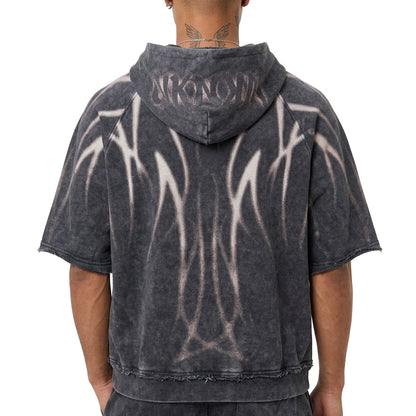 Short sleeve printed hoodie by Unknown - 2 | Vie+Riche