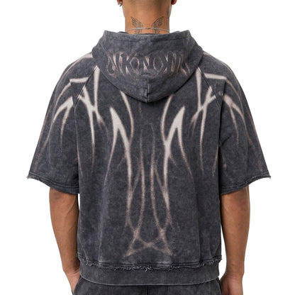 Short sleeve printed hoodie